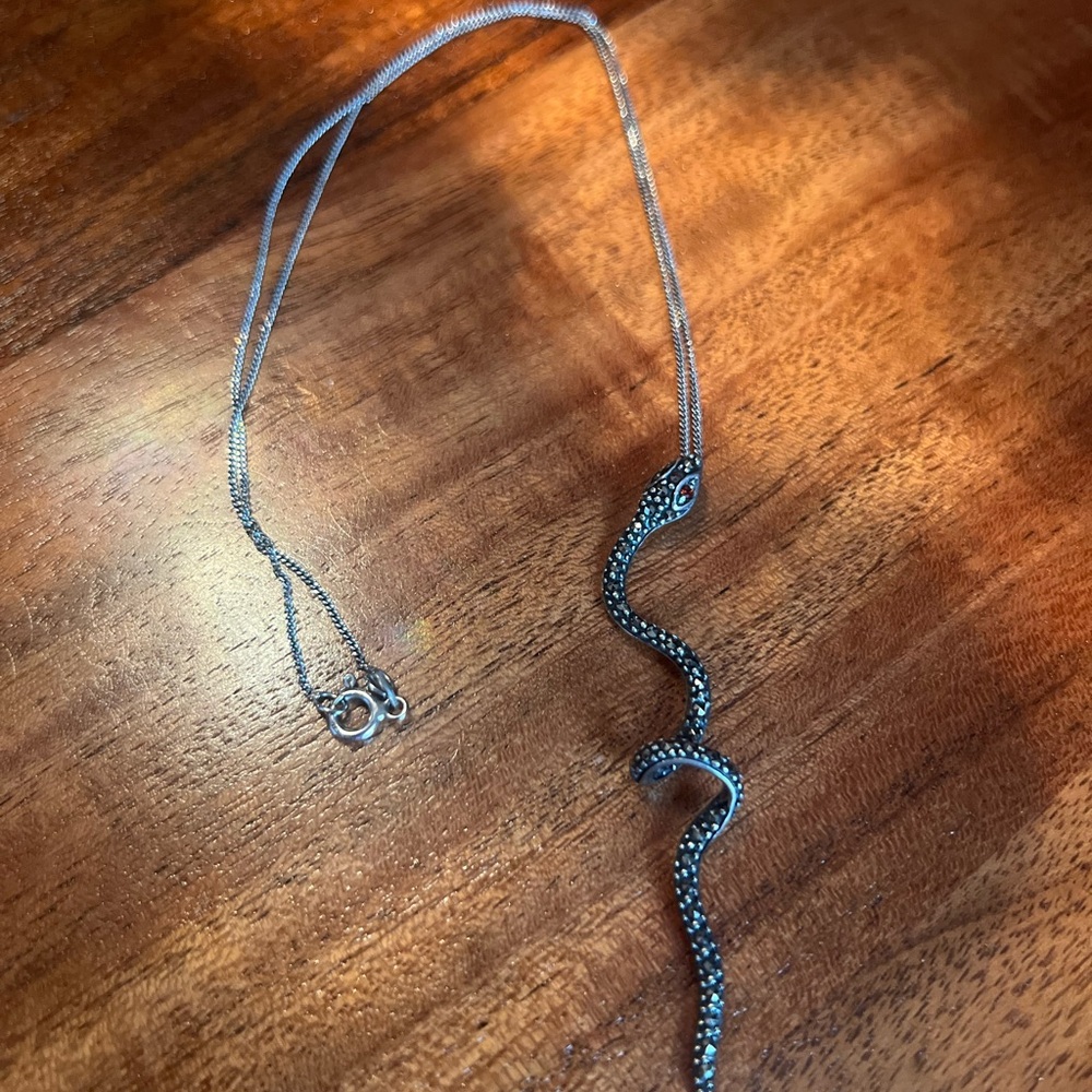 Elegant Silver Snake Necklace